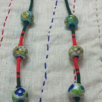 Hand Crafted Blue-Pottery Necklace - Thumbnail 1