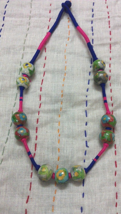 Hand Crafted Blue-Pottery Necklace