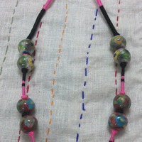 Hand Crafted Blue-Pottery Necklace - Thumbnail 1