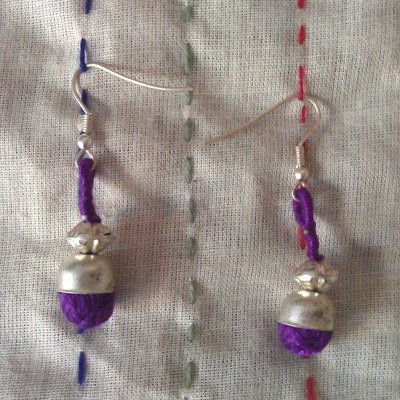 100 percent hand-made  purple earrings