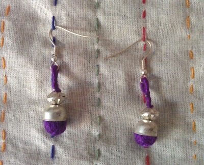 100 percent hand-made  purple earrings