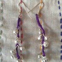 100 percent hand-made thread and bell earrings ( Buy all four at 30 USD ONLY with free shipping) - Thumbnail 3