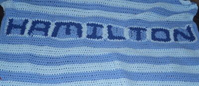 Crochet Personalized  Baby Blanket 3 Colors Style 1 