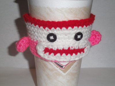 Sock Monkey cup cozie