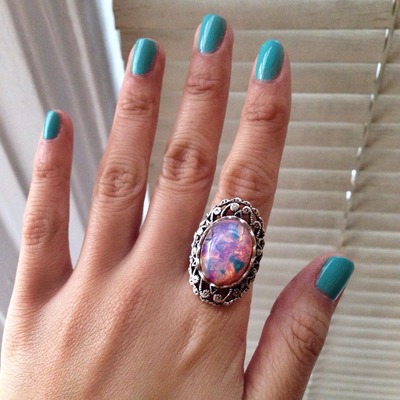 Harlequin opal boho ring