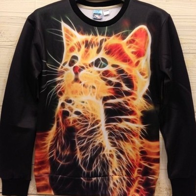 3d psychedelic style cute praying cat printed sweater sweatshirt 4 sizes