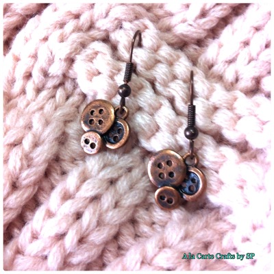 {earrings} cute copper tone buttons