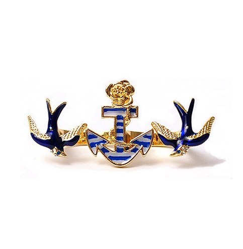 Anchor and Swallow Design Double Ring