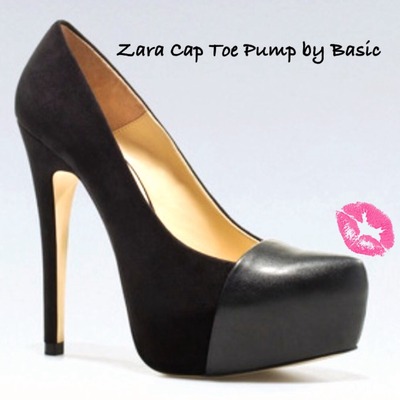 Zara suede cap toe pump