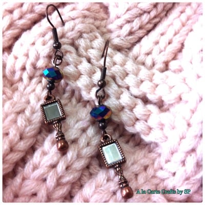 {earrings} copper tone vintage mirror