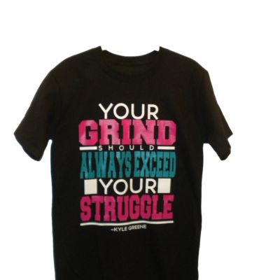 "grape & teal" grind vs. struggle t-shirt 
