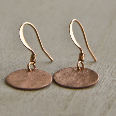 Simple copper drop earrings
