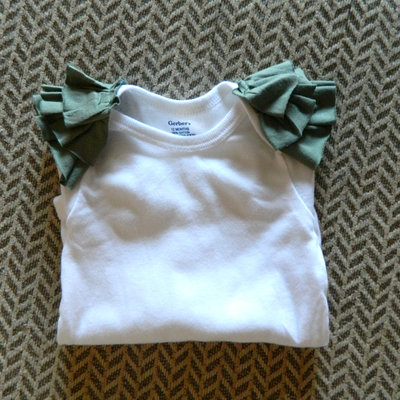 Moss green ruffle shoulder onesie