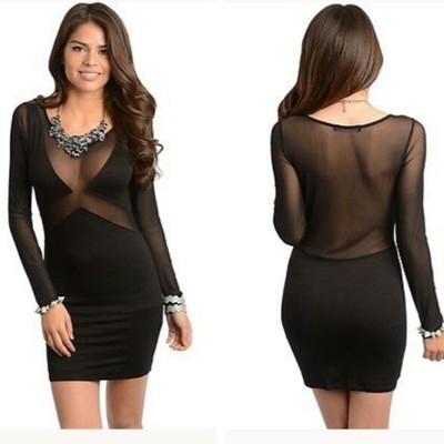 Black dress with mesh cutouts