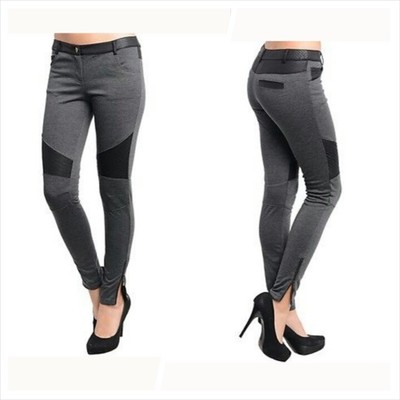 Two tone pants with faux leather