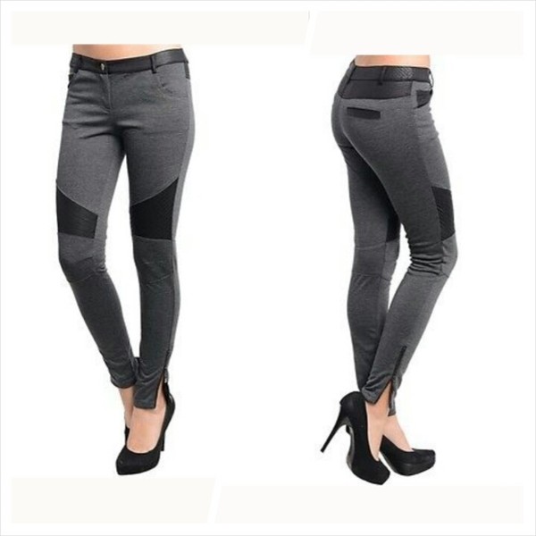 Two Tone Pants with Faux Leather