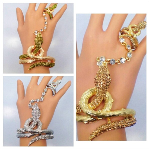 Crystal Snake Bracelet Ring