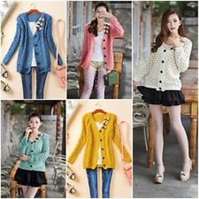 Ladies bow hollow collar pullover knit sweater