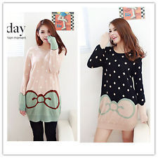 Cute polka dots bowknot jumpers sweater