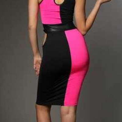 Pink and black trim dress 