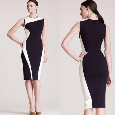 "geometry" slimming bodycon pencil dress - Thumbnail 1
