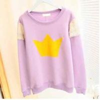 Fall Winter Pastel Candy Color Lace Crown Sweatershirt long sleeve - Thumbnail 1