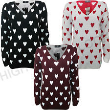 Love heart print knitted jumper sweater