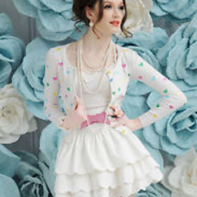 New adorable love hearts white knit jacket/sweater