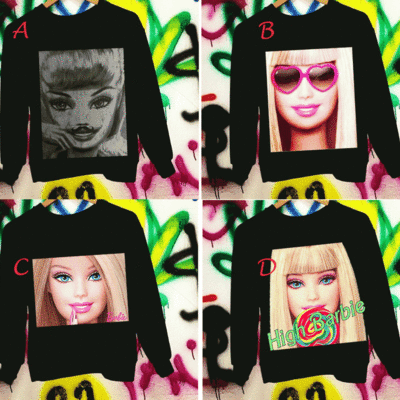 Funny cartoon girl cartoon graffiti artificial fleece thick sweatshirt black