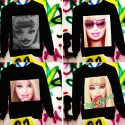 Funny cartoon girl cartoon graffiti artificial fleece thick sweatshirt black