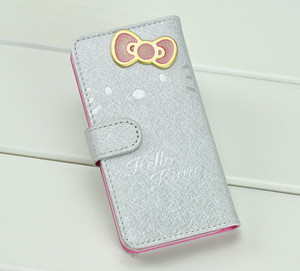 Hello kitty leather flip id card case iphone 5
