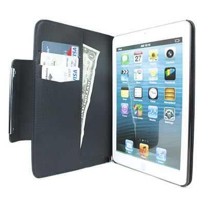 Ipad mini black flip wallet cover case