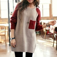 Red Pocket Knitted Sweater - Thumbnail 3