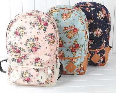 4 color flower design backpacks