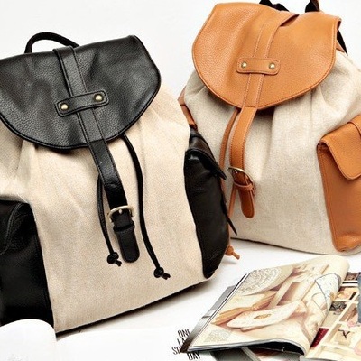 Brown/black canvas backpack