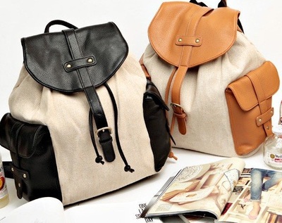 Brown/black canvas backpack