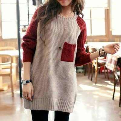 Red pocket knitted sweater