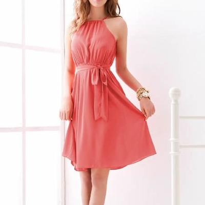 Halter fashion women chiffon dress