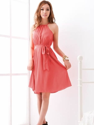 Halter fashion women chiffon dress