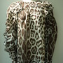 *Special price* Leopard-print blouse made of fine herringbone material with ruffle decoration (brown)-1