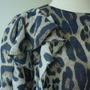 *Special price* Leopard-print blouse made of fine herringbone material with ruffle decoration (blue)-3