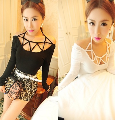 Mesh low-cut strap top