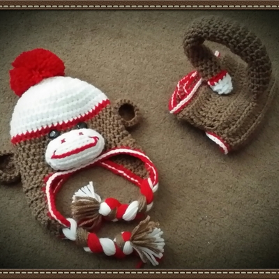 Monkey hat and diaper cover set