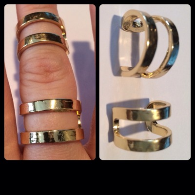 2 piece cut-out midi ring-tde - Thumbnail 5