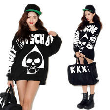  skull letter print blouse tops thicker fleece loose sweater jumper