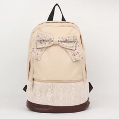 Canvas lace backpack bag school bag tote bow handbag