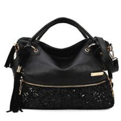 Leopard sequined fringed shoulder bag messenger&cross body