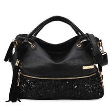 Leopard sequined fringed shoulder bag messenger&cross body