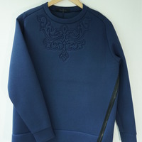 Not an ordinary sweatshirt with embossed detail and zipper in Navy - Thumbnail 1