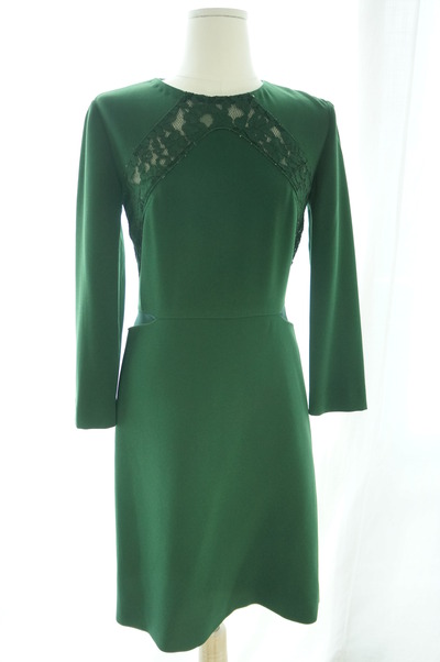 *Special price* Green apron-like dress with lace detail 